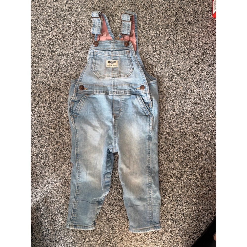 OshKosh Bgosh Baby Girls Denim Overalls Light Wash Floral Trim 18M OSH89379-SSI